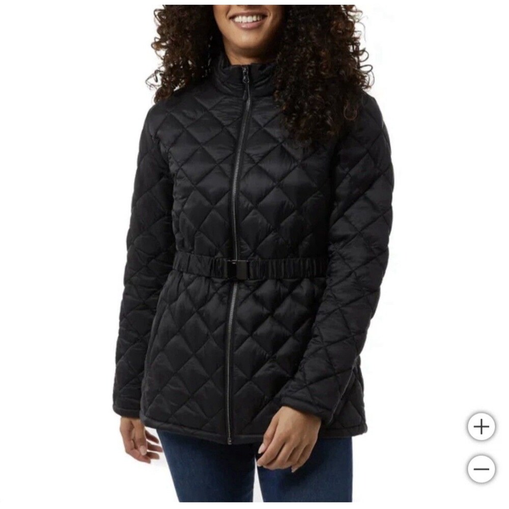 32 Degrees Heat Adult Womens XXL Black Quilted Jacket Belted